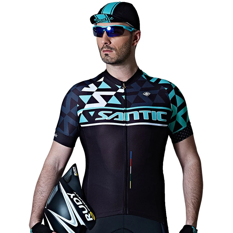 Santic Мужская велосипедная короткая Джерси Pro Fit SANTIC N-FEEL с противоскользящим рукавом манжета для шоссейного велосипеда MTB с коротким рукавом Одежда для велоспорта C02119