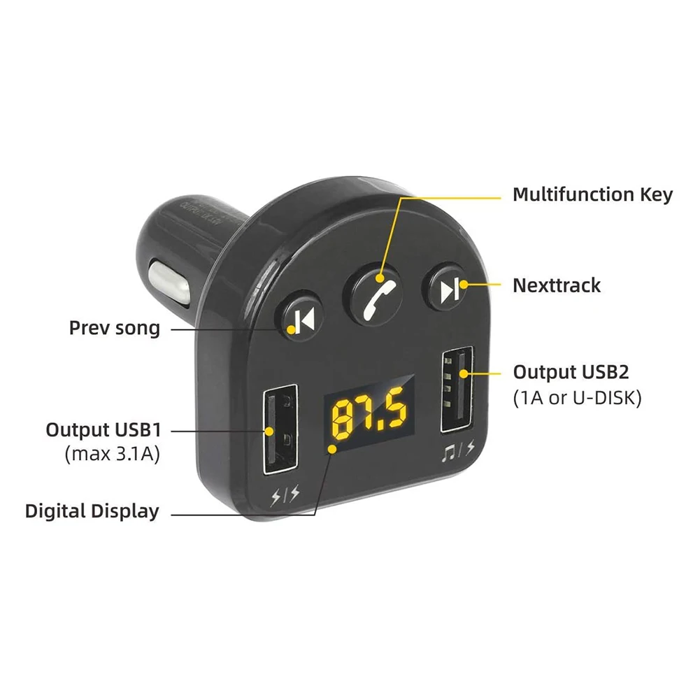 FM-трансмиттер автомобильный с 2 USB-портами и поддержкой Bluetooth | Автомобили