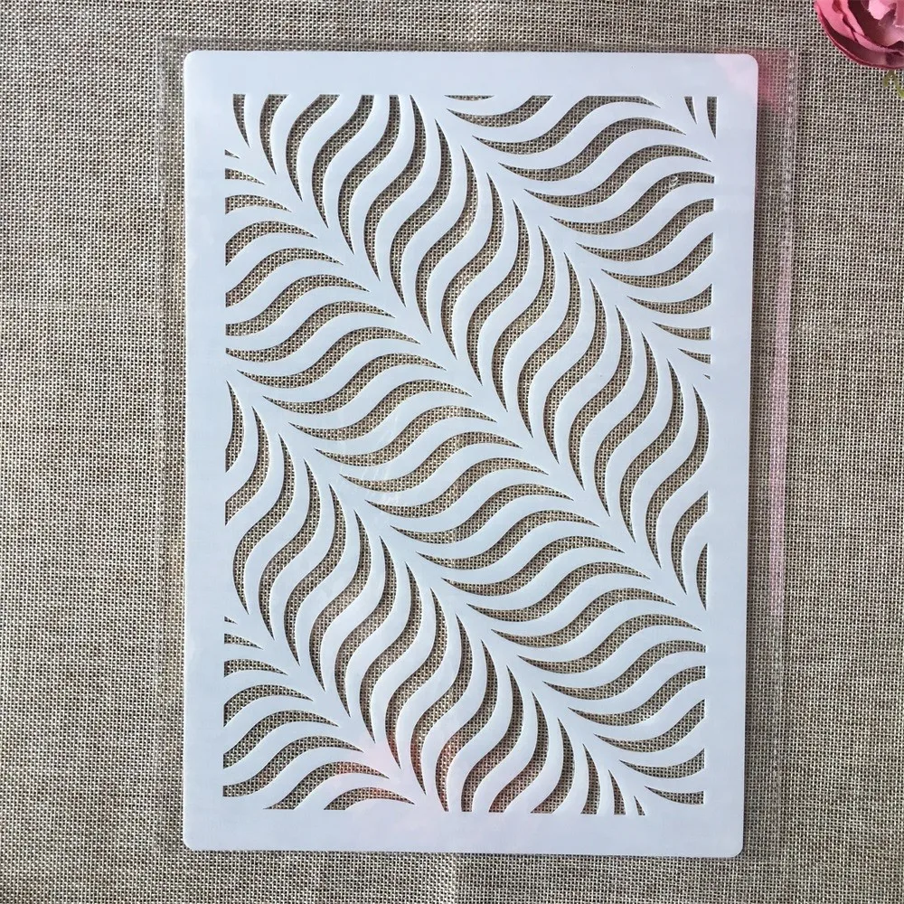 

A4 29 см 3D волнистые текстуры DIY слойные трафареты настенная живопись Φ декоративный шаблон