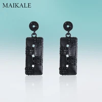 maikale vintage hollow dangle rectangle alloy micro inlay rhinestone drop earring for women jewelry high quality classic gifts