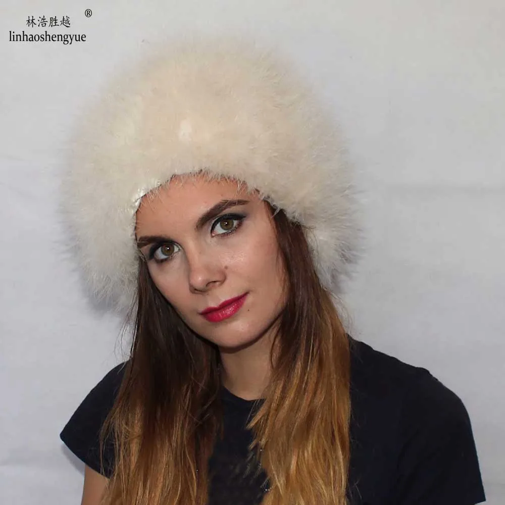 Шапка Linhaoshengyue из страусиного меха зимняя теплая бесплатная доставка - купить по