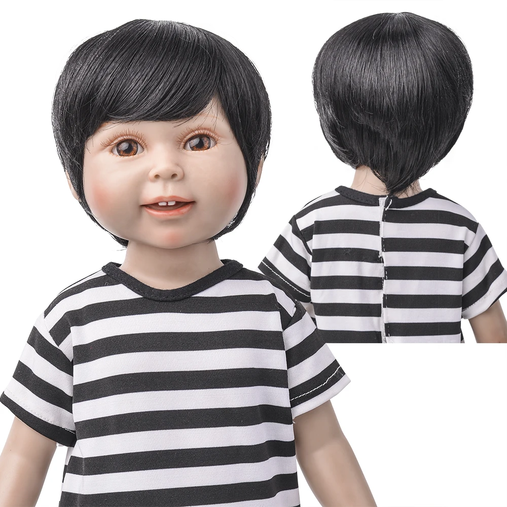 

MUZIWIG Heat Resistant Synthetic black Color Doll Wigs for 18'' American Dolls Reborn baby Dolls with Head Hair Accessories