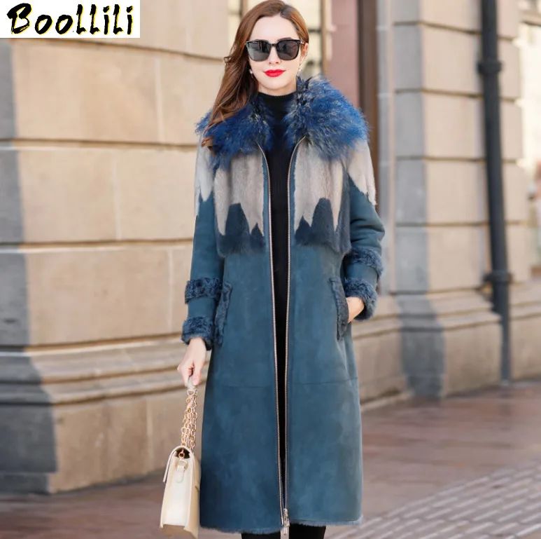 

Luxury Double Boollili Faced Fur Coat 2023 Winter Jacket Women Natural Wool Fur Coat Female Mink Fur Genuine Leather Jacket