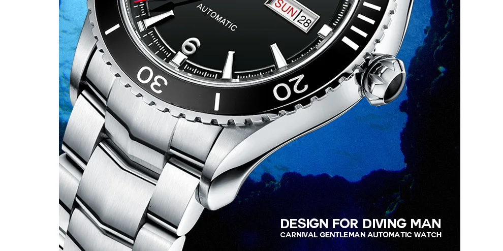 Япония MIYOTA Move для мужчин t карнавал автоматические механические модные мужские часы для дайвинга спортивные водонепроницаемые светящиеся часы сталь сапфир