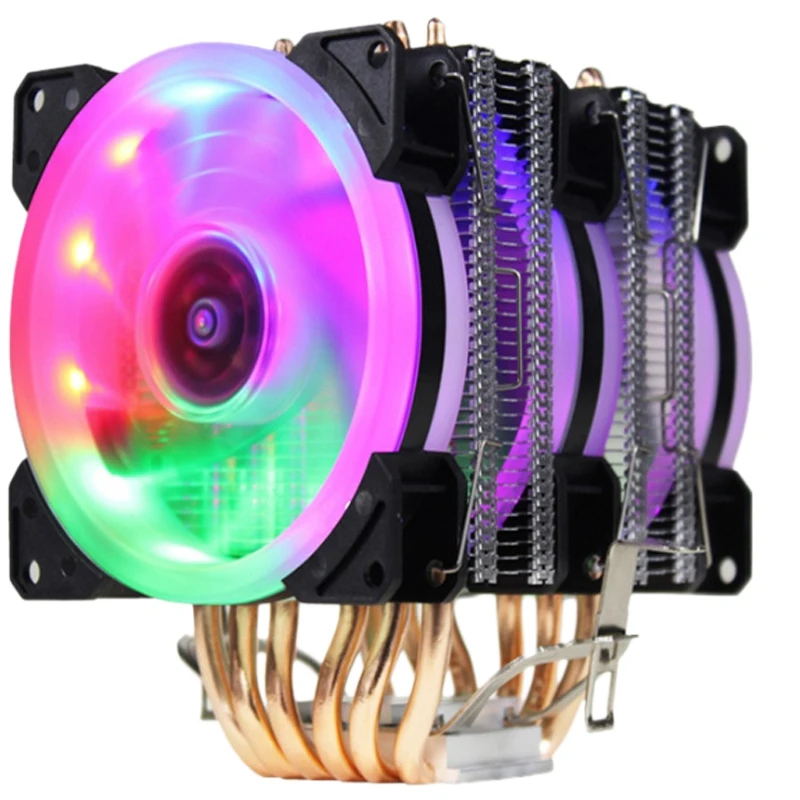 

6 Heatpipes Cpu Cooler Fan With Rgb Dual-Tower Radiator 9Cm Fan Cooling Heatsink For 775/1150/1151/1155/1156/1366 For Amd