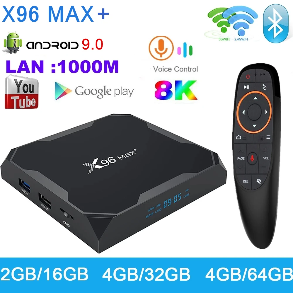 

X96 Max Plus 1000M LAN Android 9.0 TV Box Amlogic S905X3 Smart Media Player 4GB 64GB X96Max+ 8K HD Set top Box Quad Core 5G Wifi