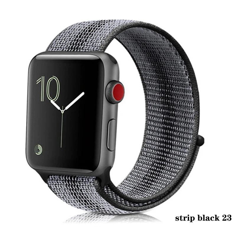 Нейлон pulseira для apple watch band 4 44 мм 40 мм(iwatch 5) apple watch 3 2 1 ремешок 42 мм 38 мм дышащий браслет ремень аксессуары - Цвет ремешка: strip black 23