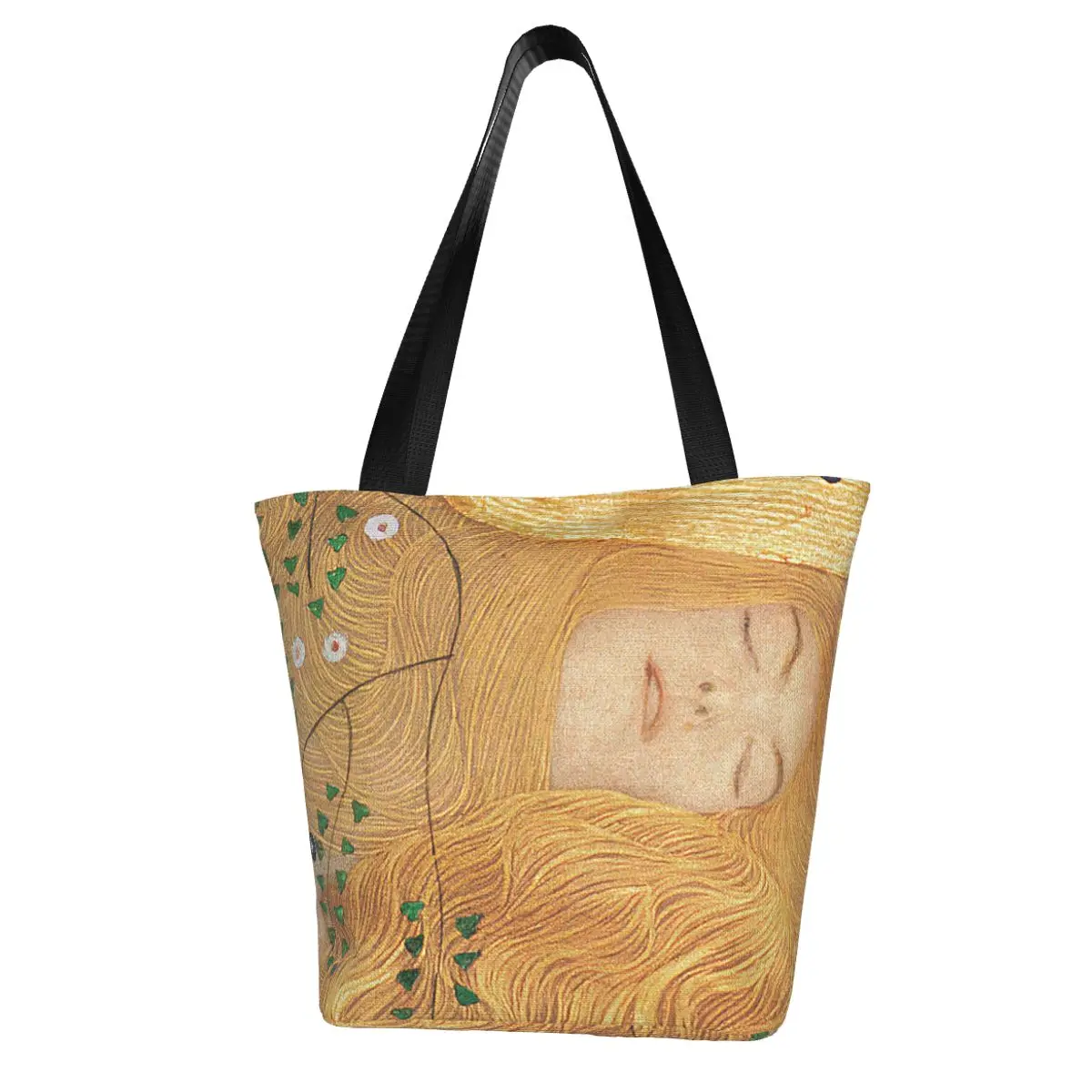 Gustav Klimt,Detail Of Water Serpents Shopping Bag Aesthetic Cloth Outdoor Handbag Female Fashion Bags