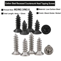 10050pcs m2 m2 3 m2 6 ka low carbon steel black oxide nickel cross recessed 90%c2%b0countersunk head tapping screws wood screw