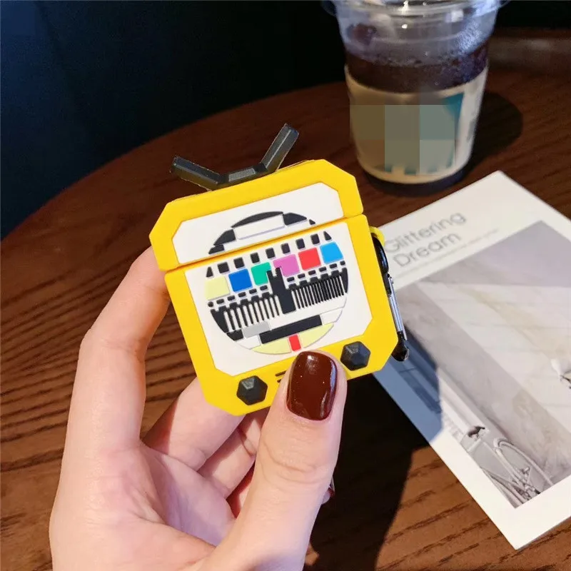 Симпатичный мультяшный ретро 3D ТВ набор фигурка силиконовый чехол Брелок для Apple