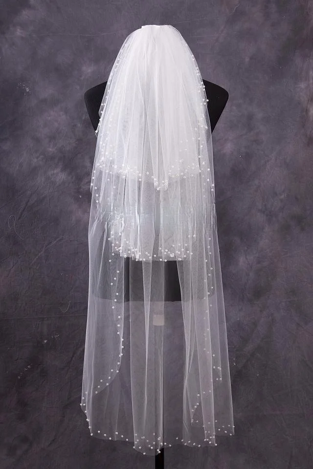 

Bridal Veil Three-Layer Pearl Edge Veil Wholesale Veil Veil