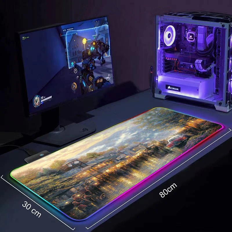 

Painting Wallpaper Cool Mouse Pad Large Anime Mousepad RGB Computer Mouse Pad Gamer Mause Pad LED Backlit Mat Keyboard Desk Mat