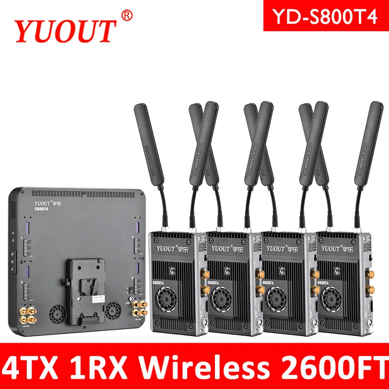 YUOUT S800T4 4TX & 1RX 800M HDMI SDI 1080P фотопередатчик для камеры изображение Беспроводная HD