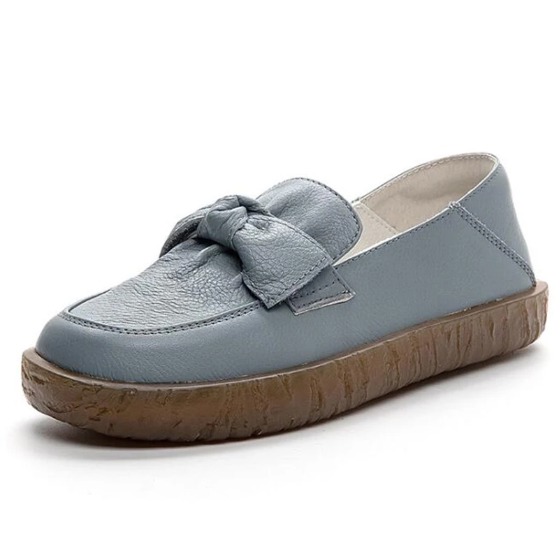 

bow Spring Shoes Female Mother shoes 2021 New Thick-soled Pregnant woman Casual Loafers Genuine Leather Fashion Shoes Girls q276