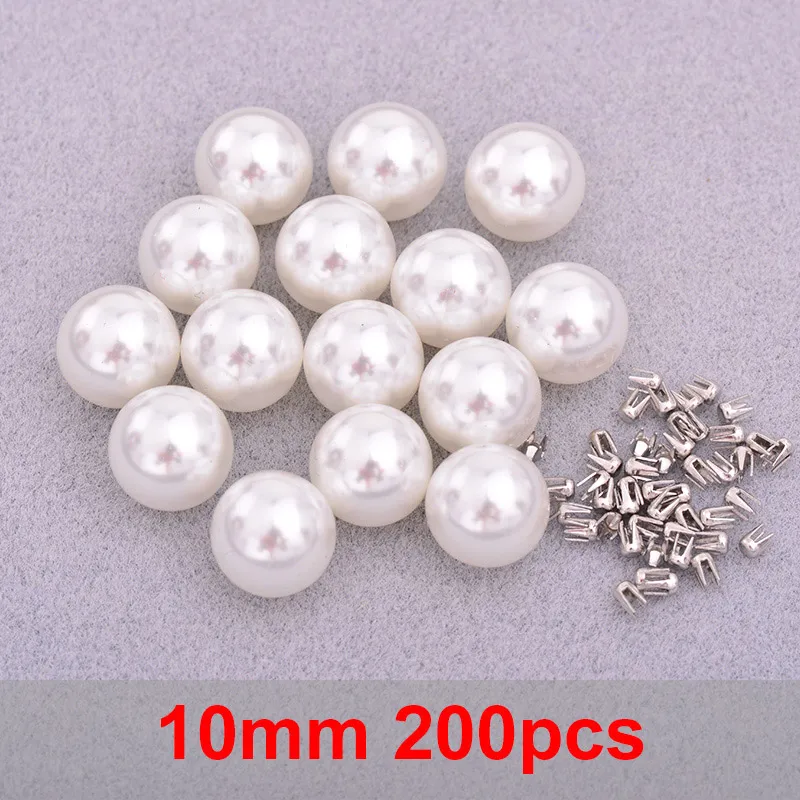 10mm 200pc White JUNAO, 4, 5, 6, 8, 10 мм, белый жемчуг, бусины, установка жемчуга, стразы, Ручной пресс, инструменты, заклепки, машина для рукоделия, швейные принадлежности - Цвет: 10mm 200pc White