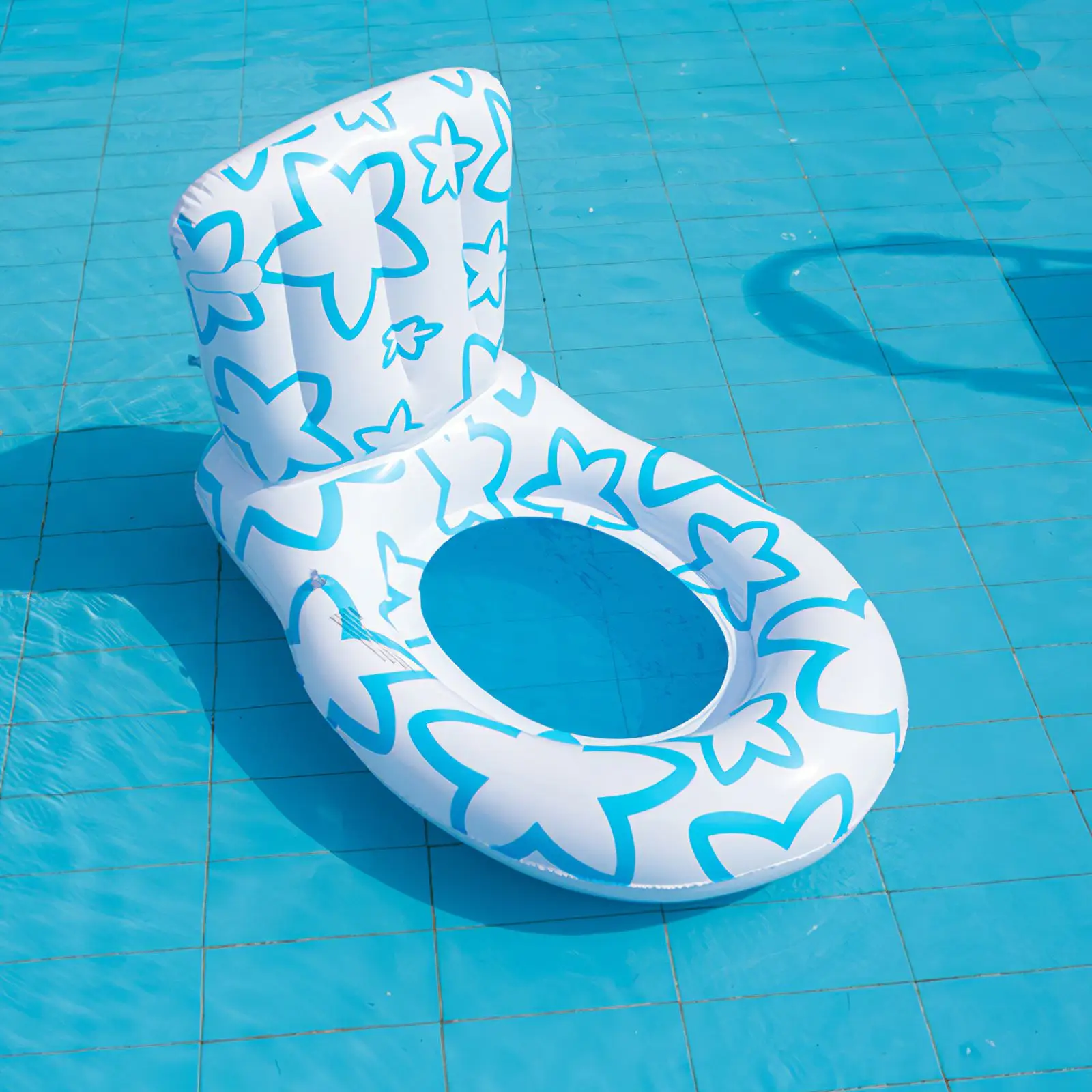 

Toilet Floating Mat Funny Inflatable Floating Row Backrest Air Mattresses Beach Swimming Pool Water Sports Lounger Chair Mat