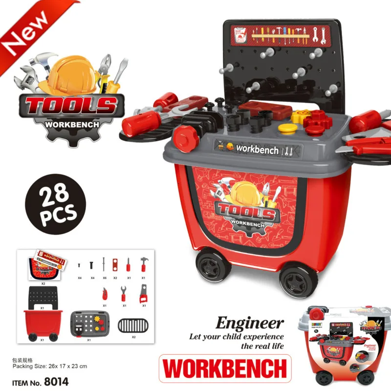 Children Pretend Play 34pcs/Set Trolley House Booth Educational Toy Super Funny Mini Role Play Toys Kitchen Workbench Bauble - Цвет: Workbench