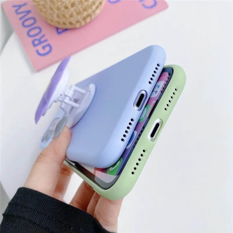 

3D silicone cartoon fold finger grip phone holder case cute mobile phone holder stand bracket Phone Holder Expanding Stand Grip