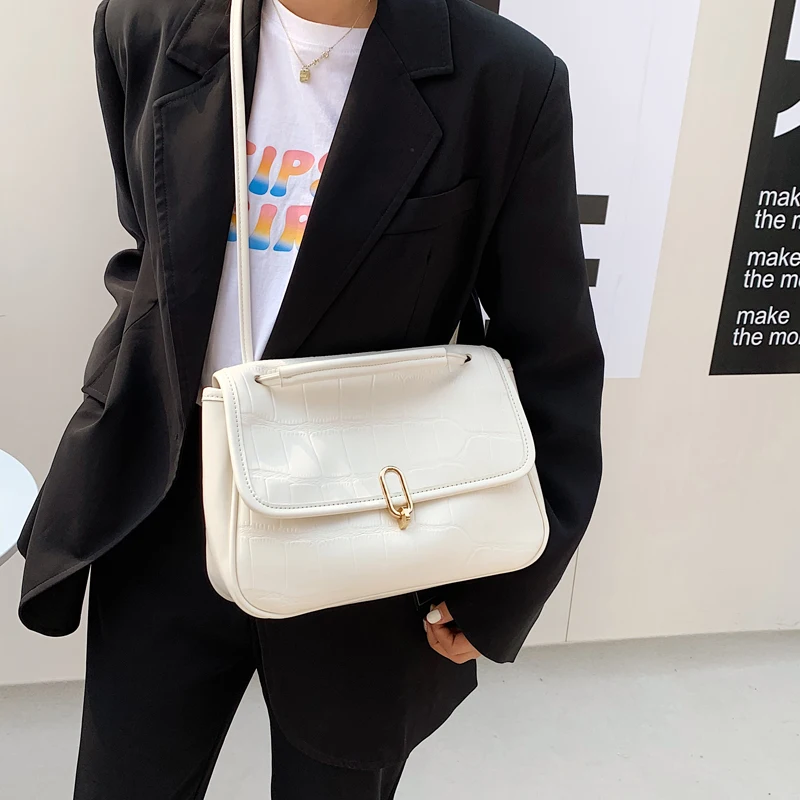 

Simple Design Stone Grain Pu Leather Crossbody Bag for Women 2021 Female Fashion Brand Luxury Chain Shoulder Handbags and Purses