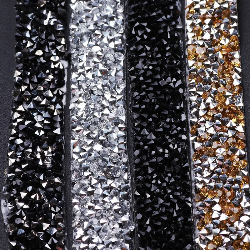 1 ярд Вышивание отделкой орнамент из кристаллов Стразы горячей фиксации Лента с
