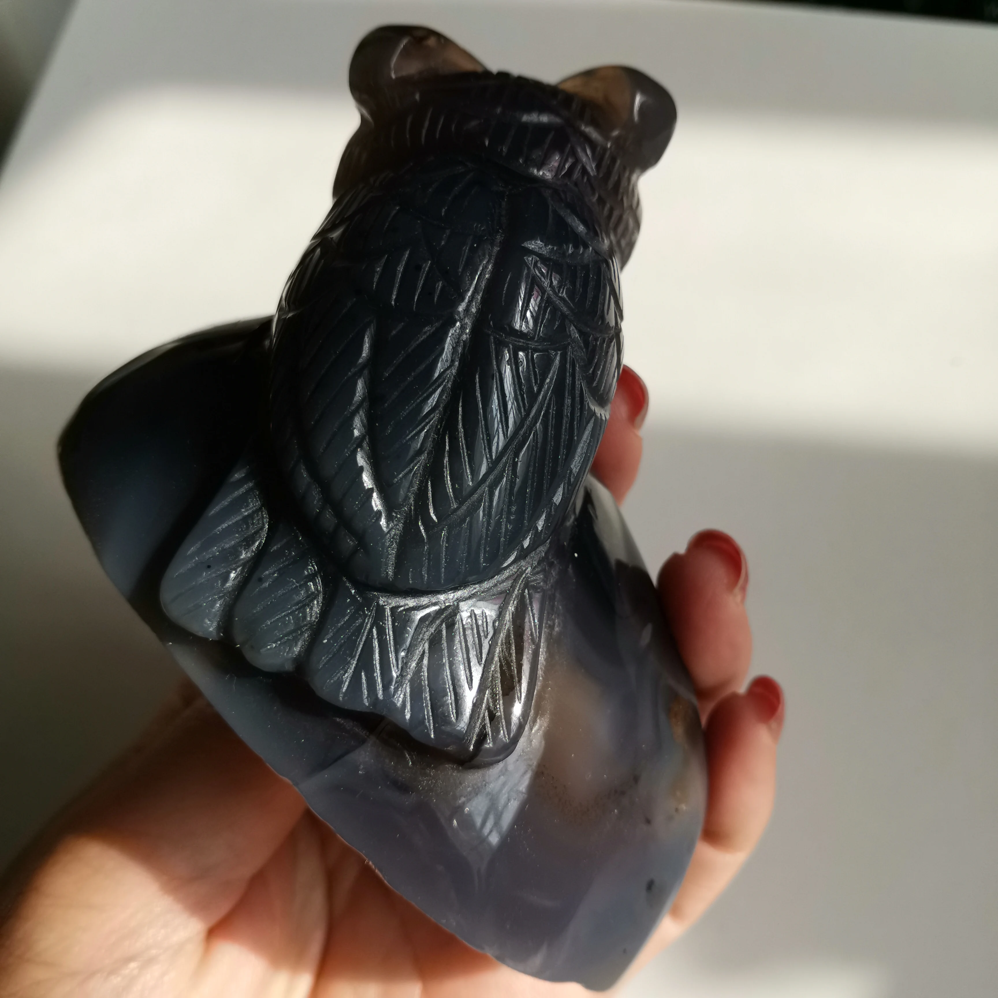 Сегодня сделка -- 314 г натуральный резной Агат Сова исцеляющий камень Горячая