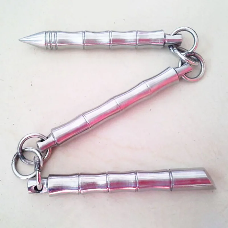 

Stainless Steel Short Whip Three Section / Four Section Whip Self-defense Combat Whip Round Whip Head Martial Arts Whip Kung Fu