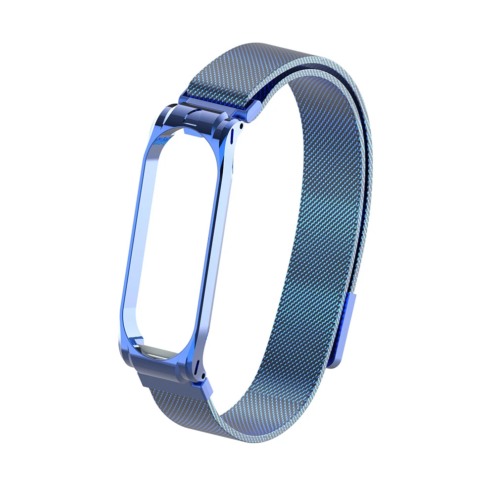 blue Mi Band 4 3 металлический ремешок с магнитной пряжкой браслет на запястье ремешок из нержавеющей стали замена NFC Браслет для Xiao mi Band 3 4 - Цвет ремешка: blue