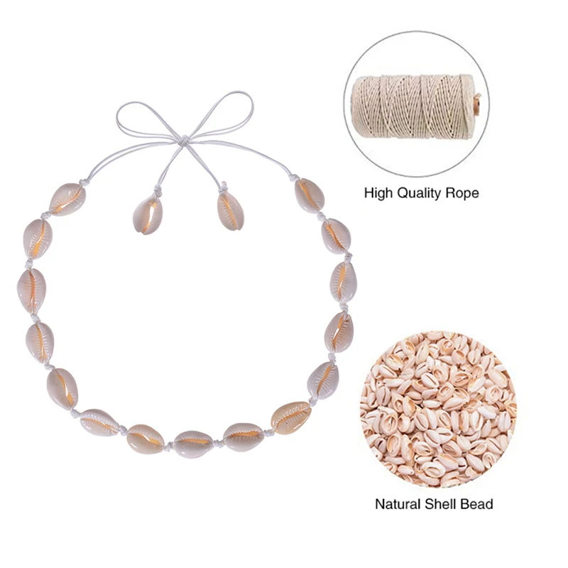 Модное ожерелье из натуральной ракушки Cowrie ручной работы Плетеный Регулируемый