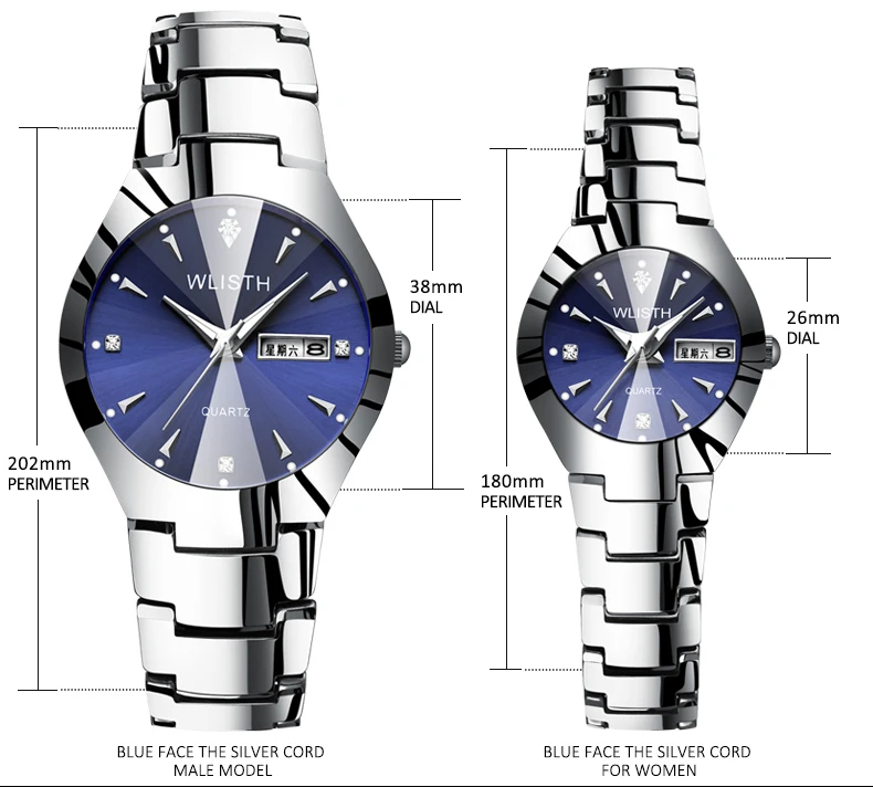 Модные парные часы для влюбленных Роскошные Кварцевые мужчин и женщин Hodinky Dual