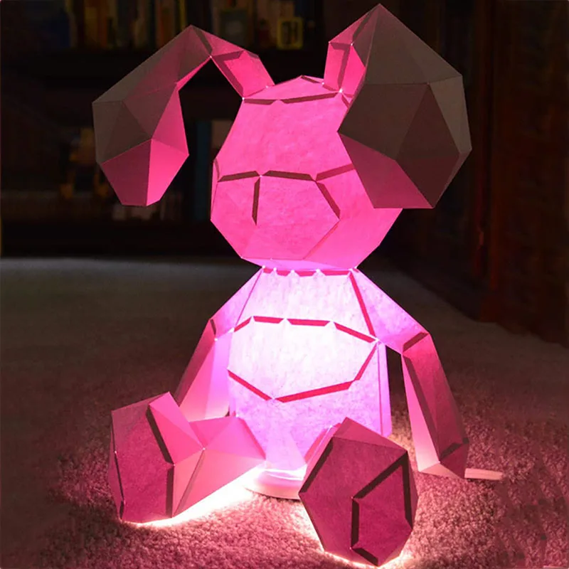 3D пазл кролик животное бумажная модель настенная Художественная Скульптура