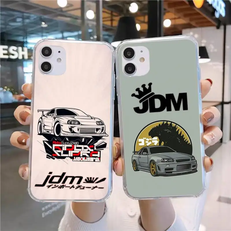 

racing car JDM cartoon Phone Case Transparent for iPhone 11 12 13 mini pro XS MAX 8 7 6 6S Plus X 5S SE 2020 XR