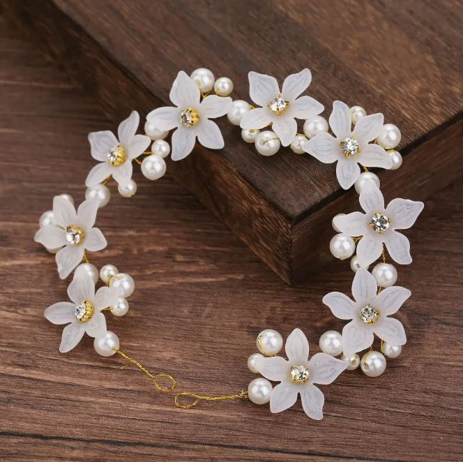 Свадебные вечерние повязки на голову с цветами свадебные жемчужные стразы