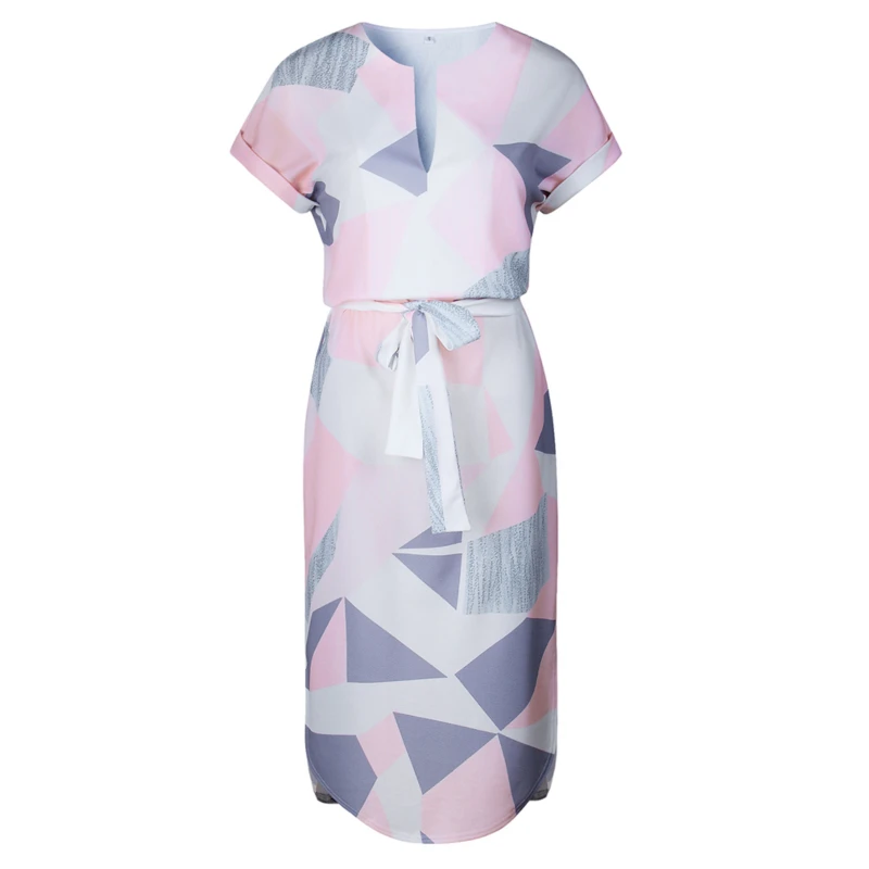 

2021 Women Midi Party Dresses Geometric Print Summer Boho Beach Dress Loose Batwing Sleeve Dress Vestidos Plus Size
