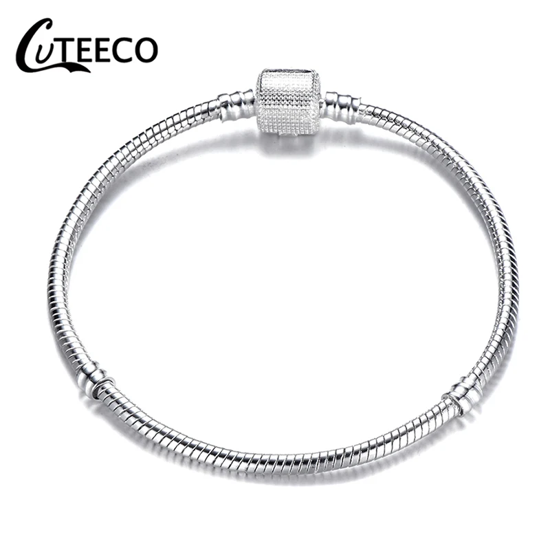 Cuteeco классический посеребренный базовый Змеиный браслет цепочка с подвеской и