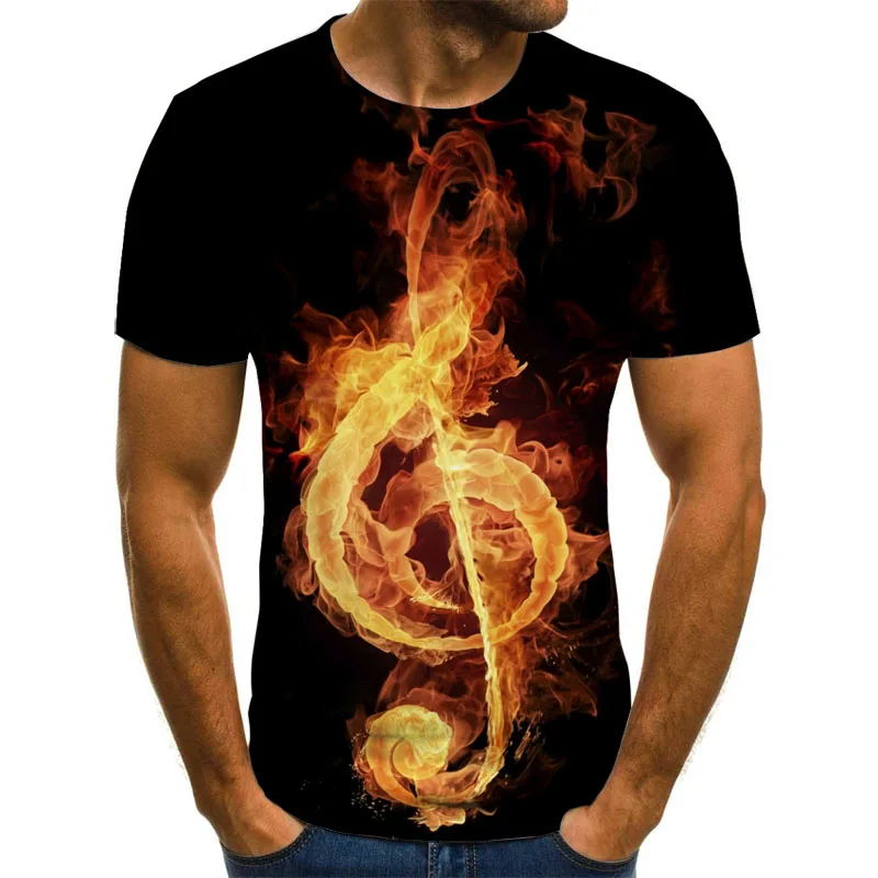 

2021 New T-shirt Men's Music Symbol T-shirt 3D Guitar T-shirt Printed Gothic Anime Clothing Short-sleeved T-shirts 110-6XL