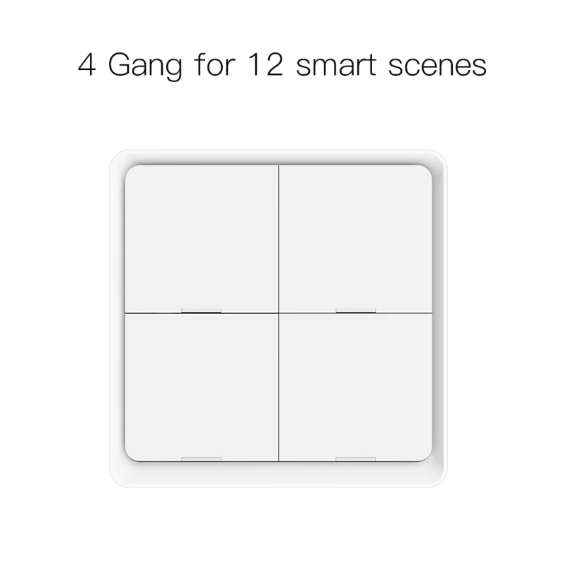 

Tuya ZigBee 4 Gang Wireless 12 Scene Switch Push Button Controller Battery Powered Automation Scenario For Tuya Devices Modules