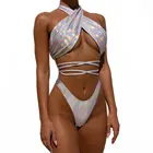 Бразильские сексуальные женские пуш-ап бюстгальтер бикини набор Swquin бандаж открытая спина пляжная одежда женский Холтер сплошной купальник