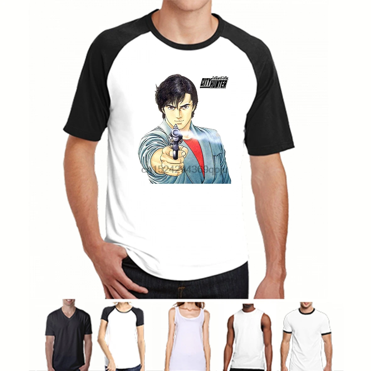 Ryo saeba city hunter Классическая Аниме Манга японская футболка белая|Мужские футболки| |