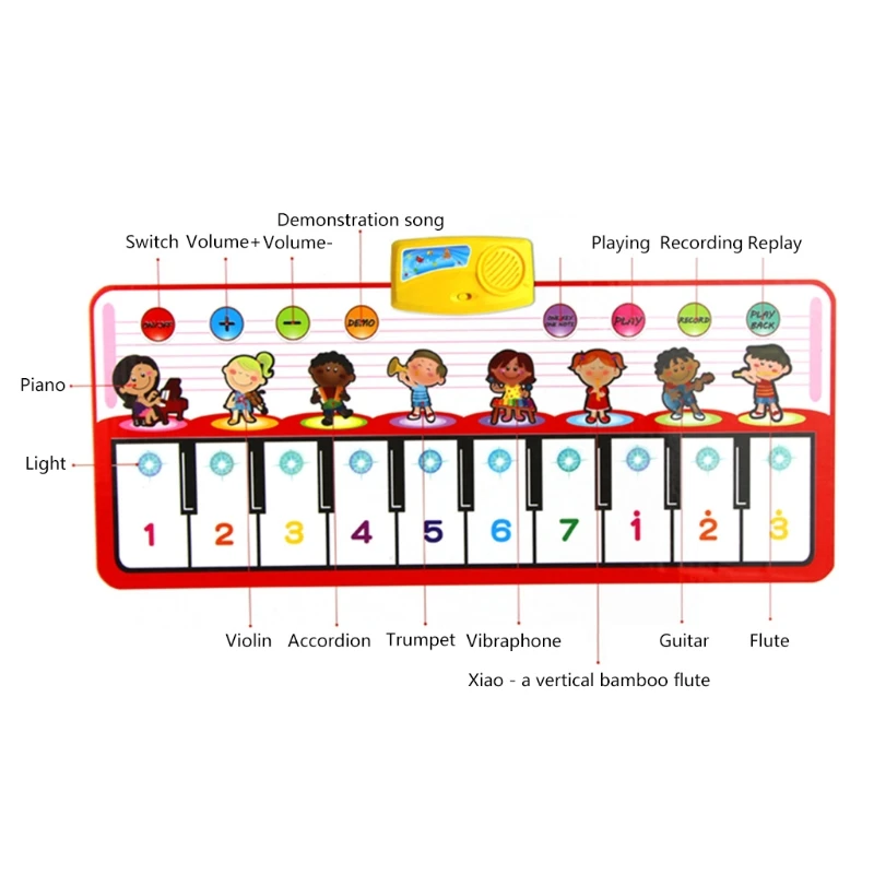 Детский магнитный коврик B2EB из полиэстера для пианино складные аксессуары
