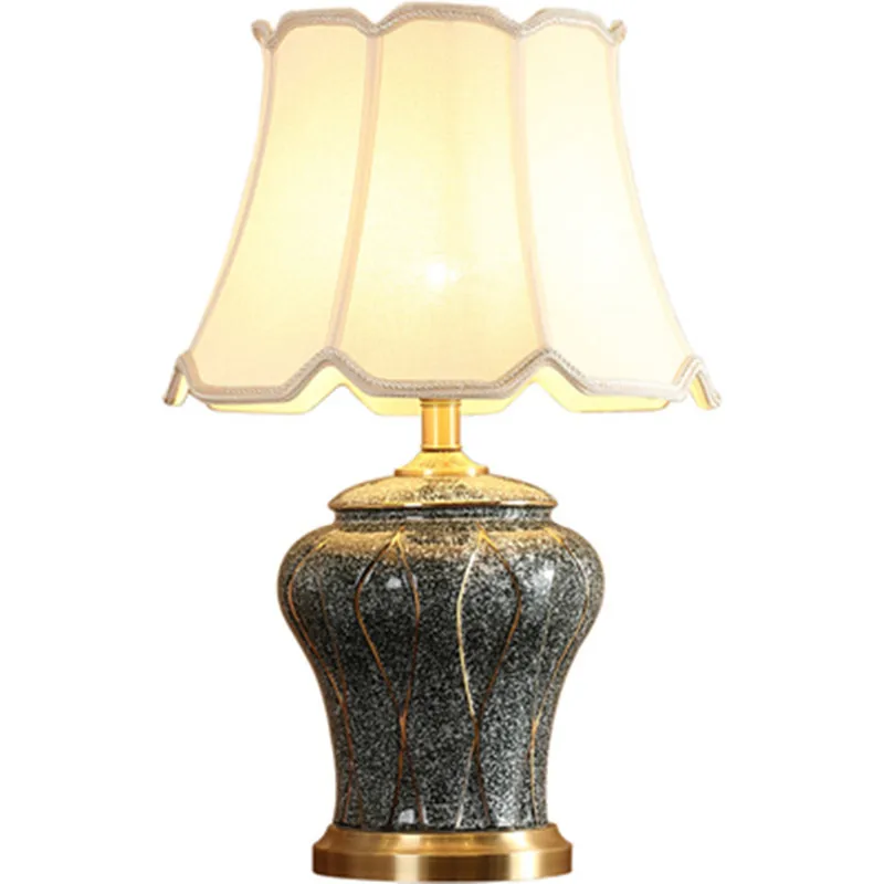 

Медная настольная лампа Цзиндэчжэнь, керамическая лампа, роскошная прикроватная лампа для спальни, декоративные светодиодные лампы