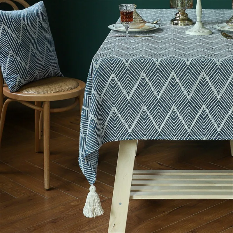 

Royal Court Tablecloth Moire Plaid Table Decorative Anti-Hot/Oil Table Cover Carpet Tassels Wedding Hotel Dining Table Desk Coat