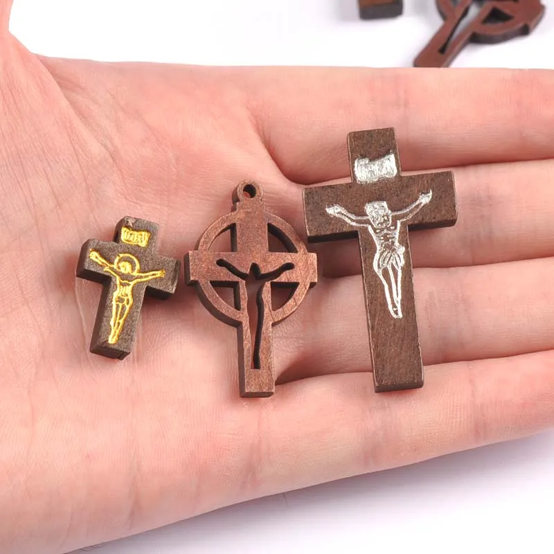 Подвески ручной работы для ожерелья mt2683 деревянный крест подвеска натуральные