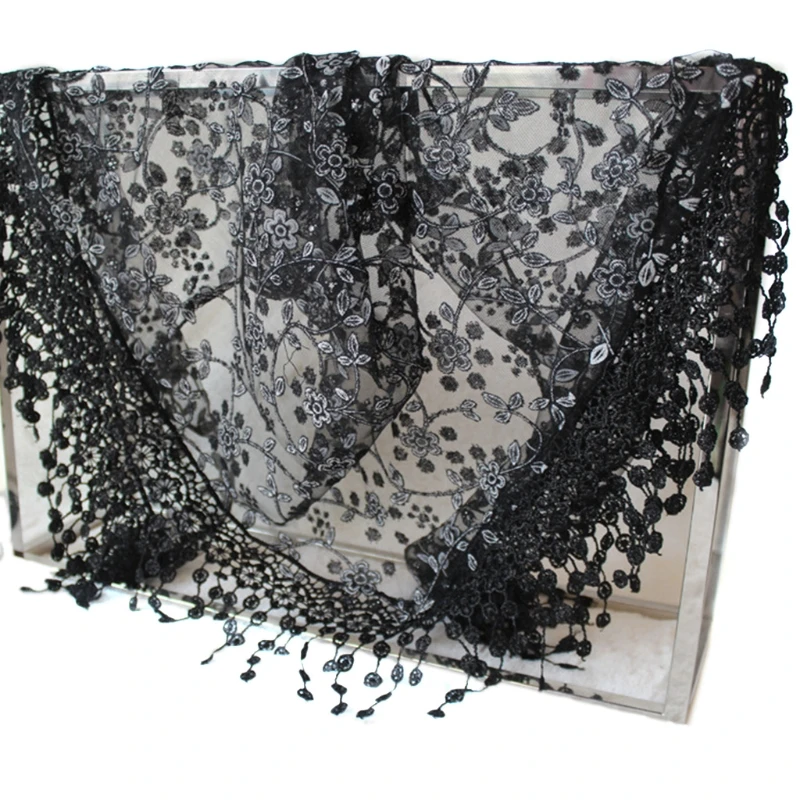 

Women Lace Sheer Floral Triangle Veil Church Mantilla Scarf Shawl Wrap Tasse