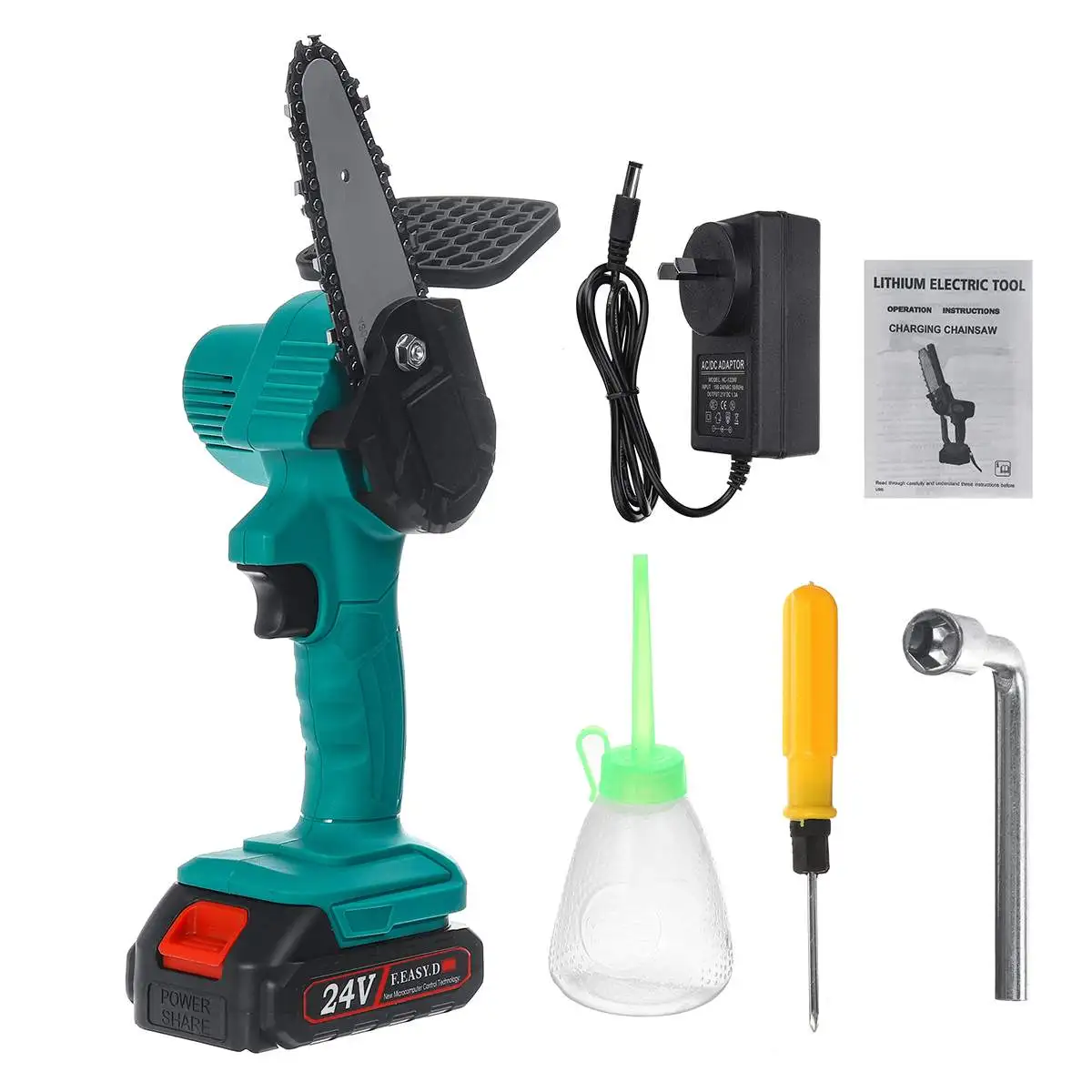 

Drillpro 24V Mini Electric Chain Saw Cordless One-handed Woodworking Pruning Rechargeable Saws Garden Tool+1 or 2 pcs Battery