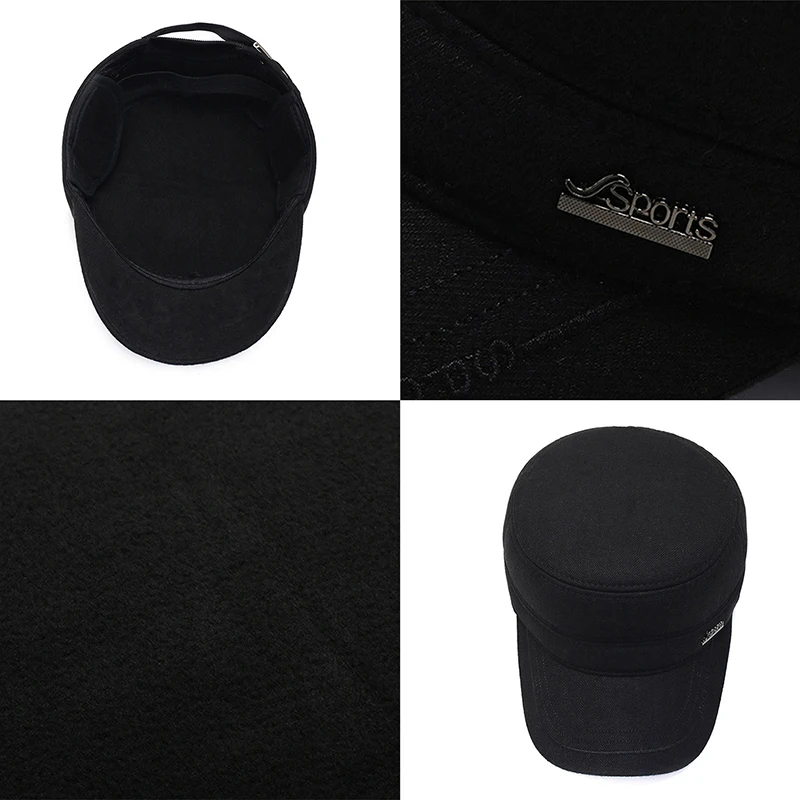 Мужская зимняя фетровая сохраняющая тепло бейсболка с ушами Снэпбэк Кепка для