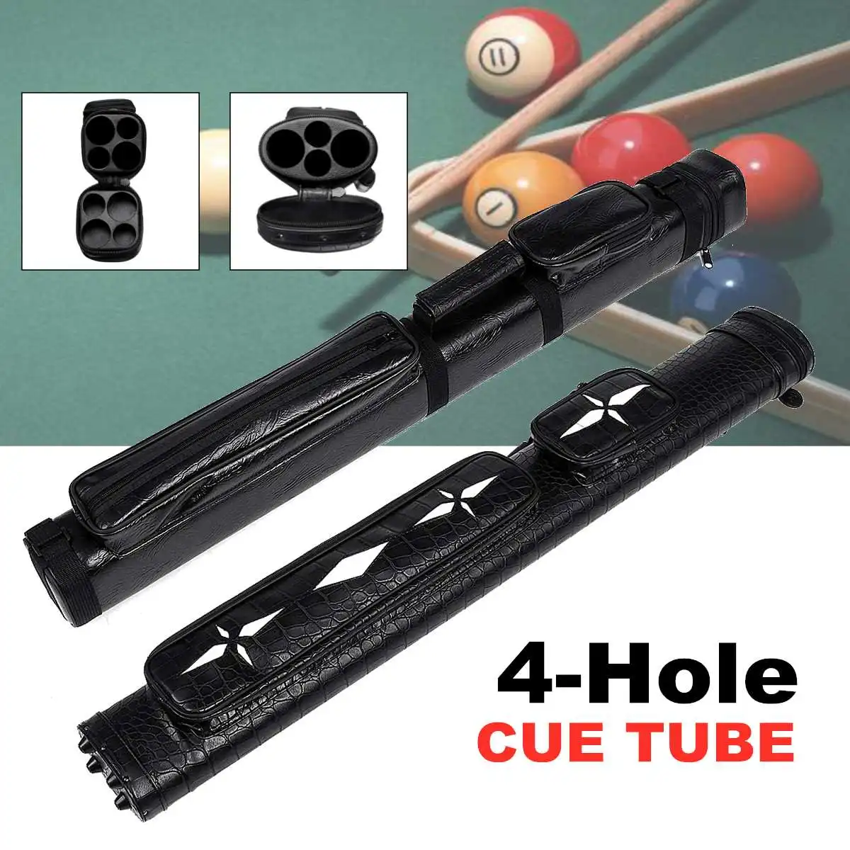 Чехол для бильярдной трубки Черный Твердый чехол переноски бильярдного кия 2x2 1/2