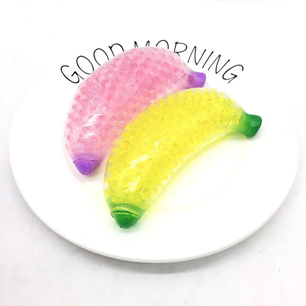 

Spongy Banana Bead Stress Ball Toy Squeezable Soft Fruit Shape Sensory Adult Decompression Child Fidgeting Rebound Squeeze Toys