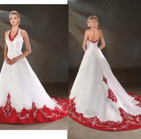 fashionable romantic plus custom embroidery colorful white red 2018 vestido de noiva bridal gown mother of the bride dresses