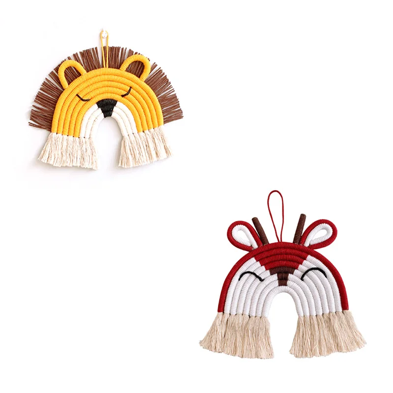 

Ins Nordic Children's Room Decoration Pendant Hand-Woven Rainbow Fawn/Lion Ornament Wall Hanging Decor Promotion