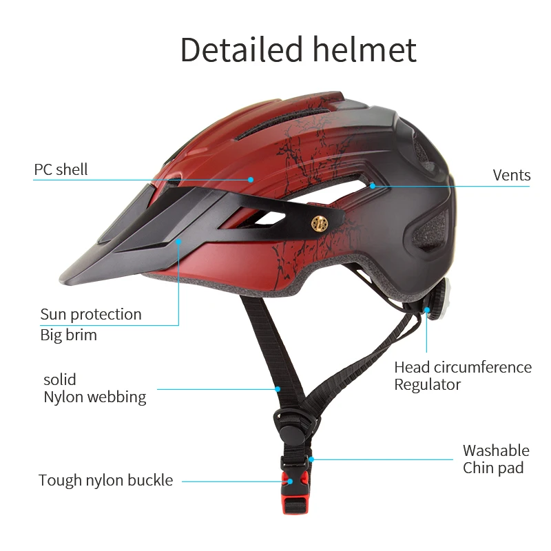 

BATFOX Professional Men Cycling Bicycle Helmet Breathable Road Mountain Bike Helmet Detachable Brim Riding MTB Cycle Helmet